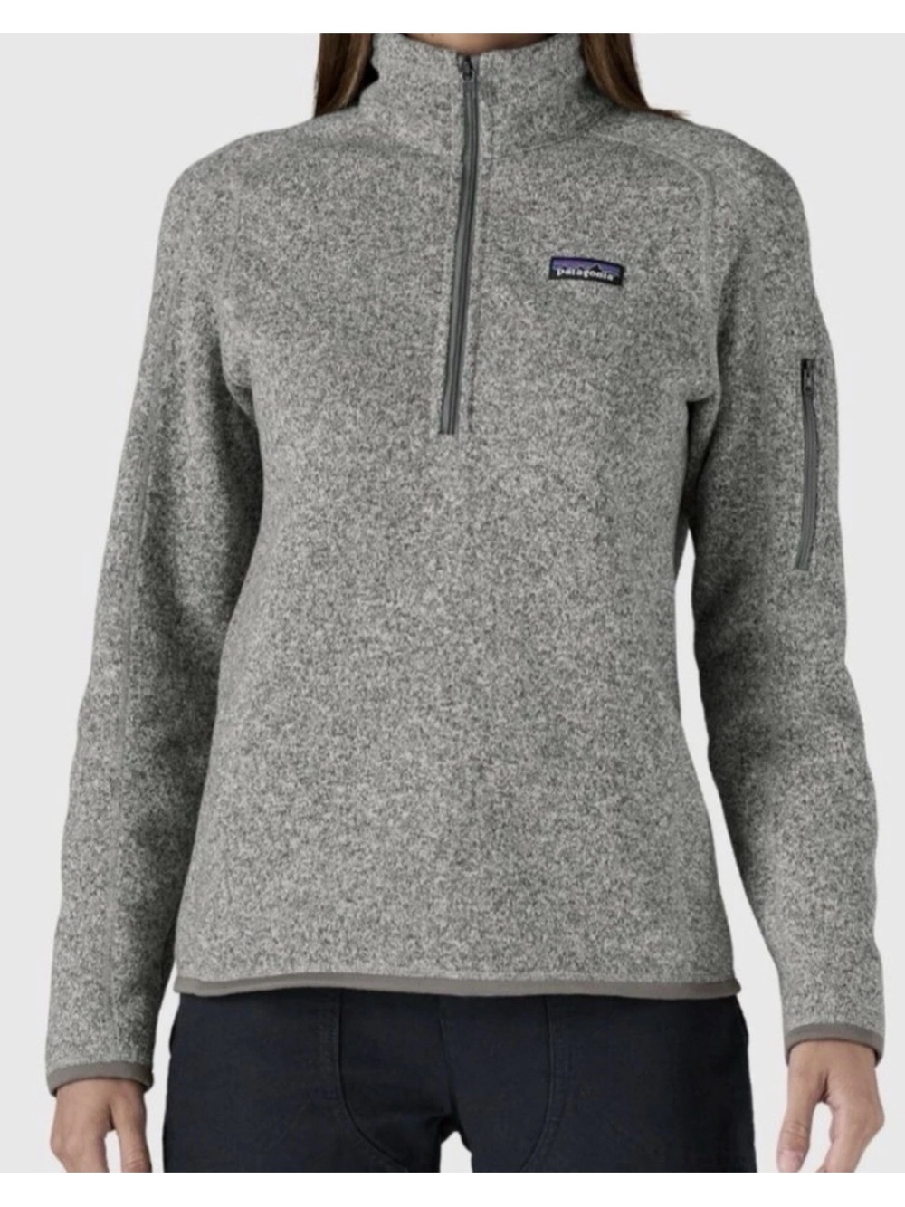 Patagonia Gray Heather Half-Zip Teddy Jacket